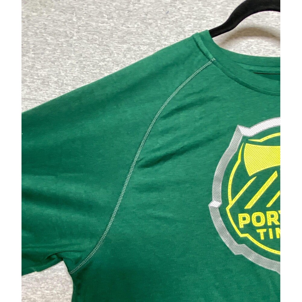 Portland Timbers T‎ Shirt Mens XL Green MLS Soccer Adidas Climalite Tee Raglan - Picture 8 of 11